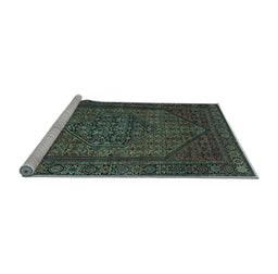 Sideview of Machine Washable Persian Light Blue Traditional Rug, wshtr25lblu