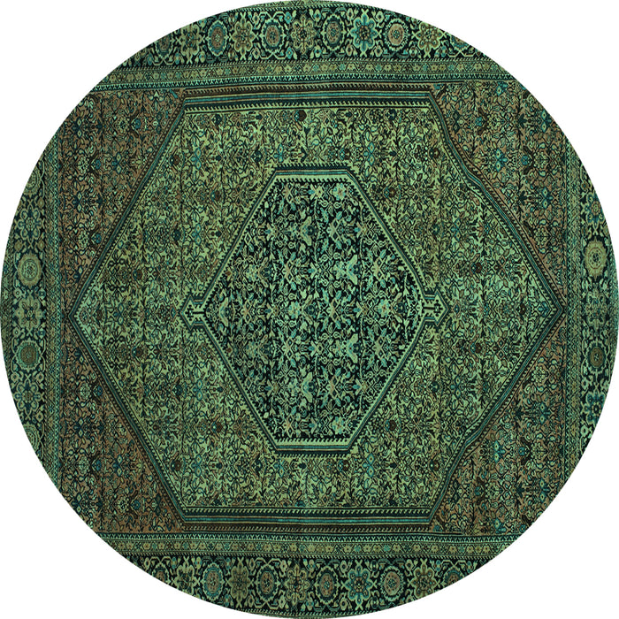 Round Persian Turquoise Traditional Rug, tr25turq