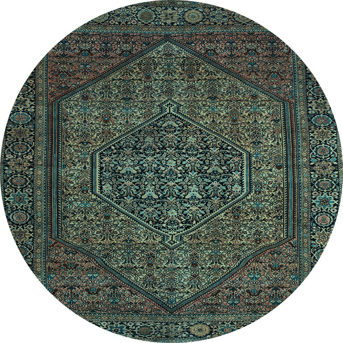 Round Machine Washable Persian Light Blue Traditional Rug, wshtr25lblu