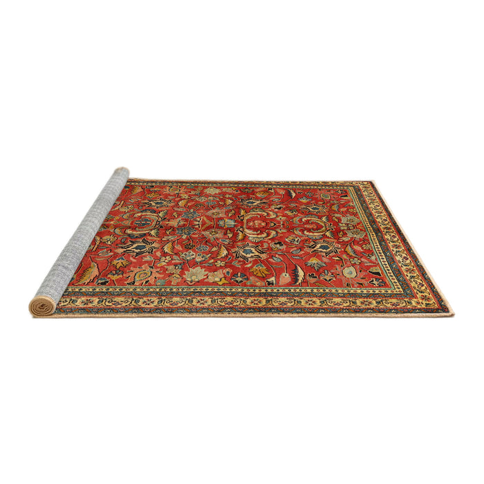 Sideview of Machine Washable Traditional Tomato Red Rug, wshtr2600
