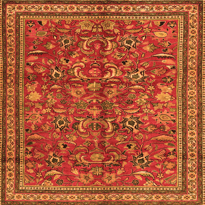 Round Machine Washable Persian Orange Traditional Area Rugs, wshtr2600org