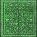 Square Machine Washable Persian Emerald Green Traditional Area Rugs, wshtr2600emgrn