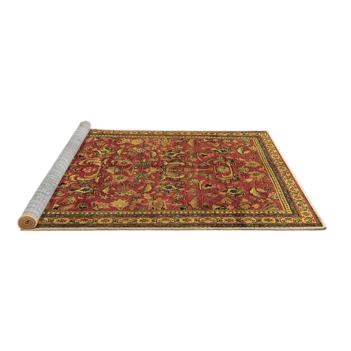 Sideview of Machine Washable Persian Brown Traditional Rug, wshtr2600brn