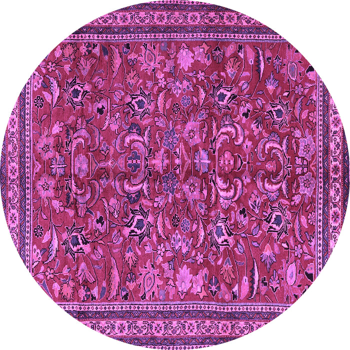 Round Machine Washable Persian Purple Traditional Area Rugs, wshtr2600pur