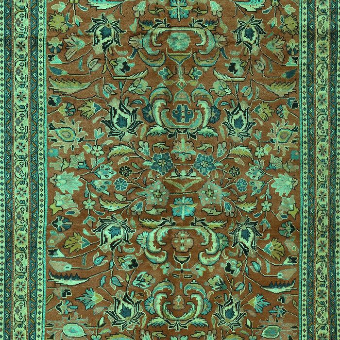 Machine Washable Persian Turquoise Traditional Area Rugs, wshtr2600turq