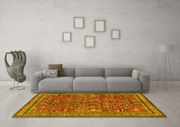 Machine Washable Persian Yellow Traditional Rug, wshtr2600yw