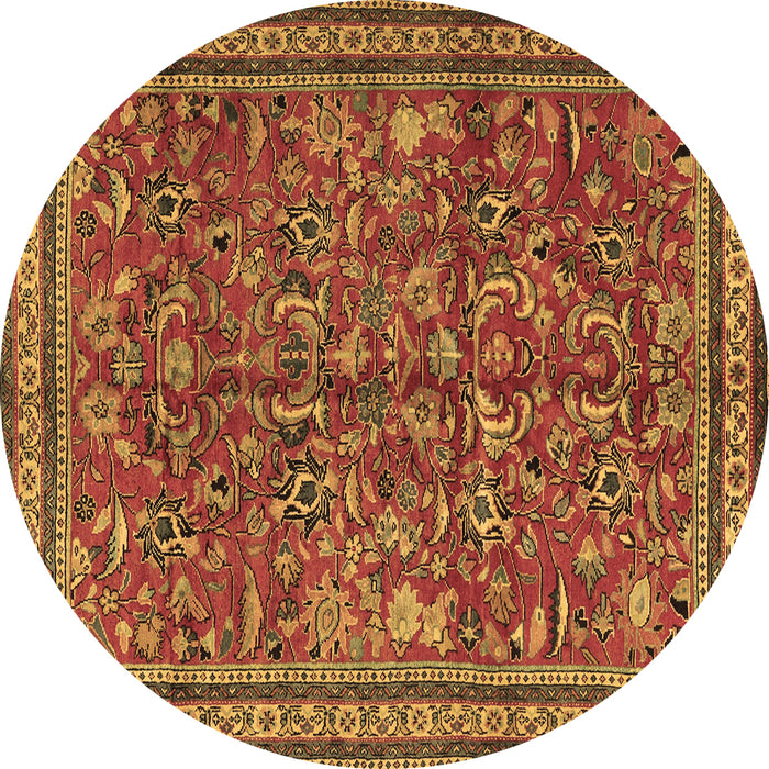 Round Machine Washable Persian Brown Traditional Rug, wshtr2600brn