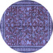 Round Machine Washable Persian Blue Traditional Rug, wshtr2600blu