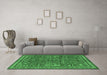 Machine Washable Persian Emerald Green Traditional Area Rugs in a Living Room,, wshtr2600emgrn