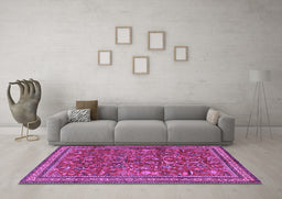 Machine Washable Persian Purple Traditional Area Rugs in a Living Room, wshtr2600pur