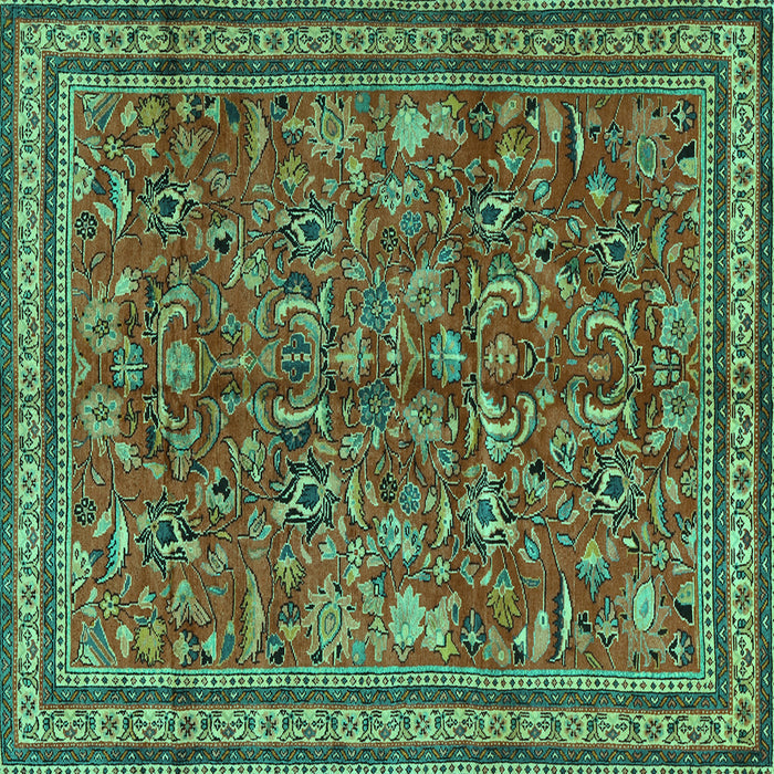 Square Persian Turquoise Traditional Rug, tr2600turq