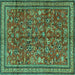 Square Persian Turquoise Traditional Rug, tr2600turq