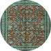 Round Machine Washable Persian Light Blue Traditional Rug, wshtr2600lblu