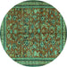 Round Persian Turquoise Traditional Rug, tr2600turq
