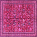 Square Machine Washable Persian Pink Traditional Rug, wshtr2600pnk