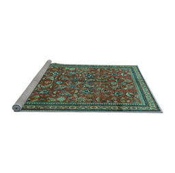 Sideview of Machine Washable Persian Light Blue Traditional Rug, wshtr2600lblu