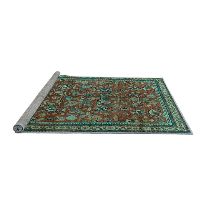 Sideview of Machine Washable Persian Light Blue Traditional Rug, wshtr2600lblu