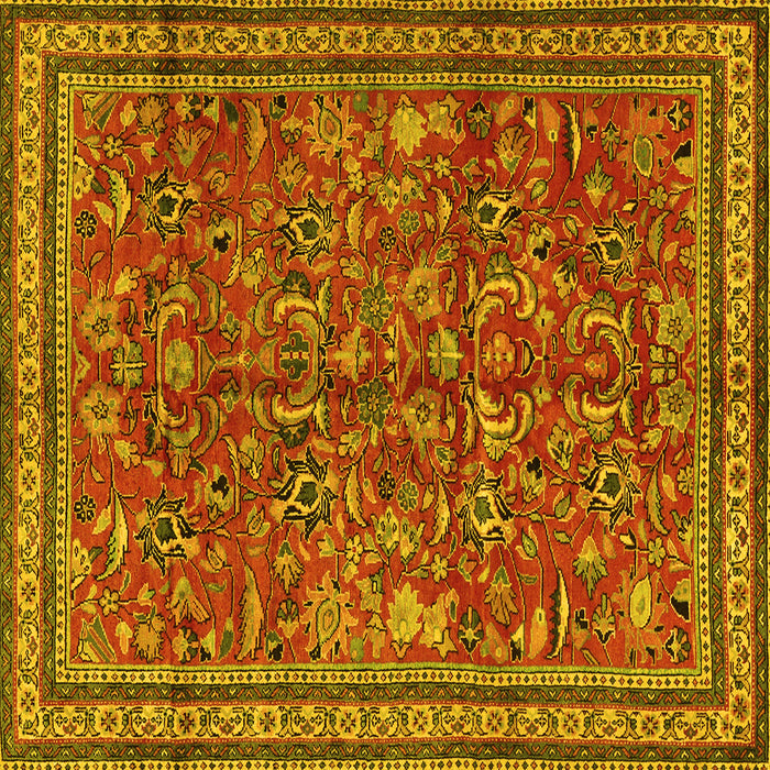 Square Machine Washable Persian Yellow Traditional Rug, wshtr2600yw