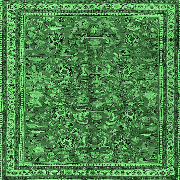 Square Persian Emerald Green Traditional Rug, tr2600emgrn