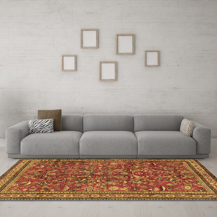 Machine Washable Persian Brown Traditional Rug in a Living Room,, wshtr2600brn