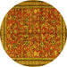 Round Persian Yellow Traditional Rug, tr2600yw