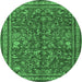 Round Persian Emerald Green Traditional Rug, tr2600emgrn
