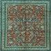 Square Machine Washable Persian Light Blue Traditional Rug, wshtr2600lblu