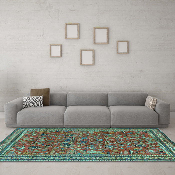Machine Washable Persian Light Blue Traditional Rug in a Living Room, wshtr2600lblu