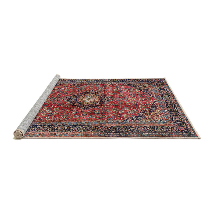 Sideview of Machine Washable Traditional Saffron Red Rug, wshtr2601