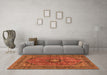 Machine Washable Medallion Orange Traditional Area Rugs in a Living Room, wshtr2601org