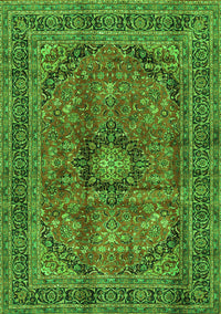 Medallion Green Traditional Rug, tr2601grn