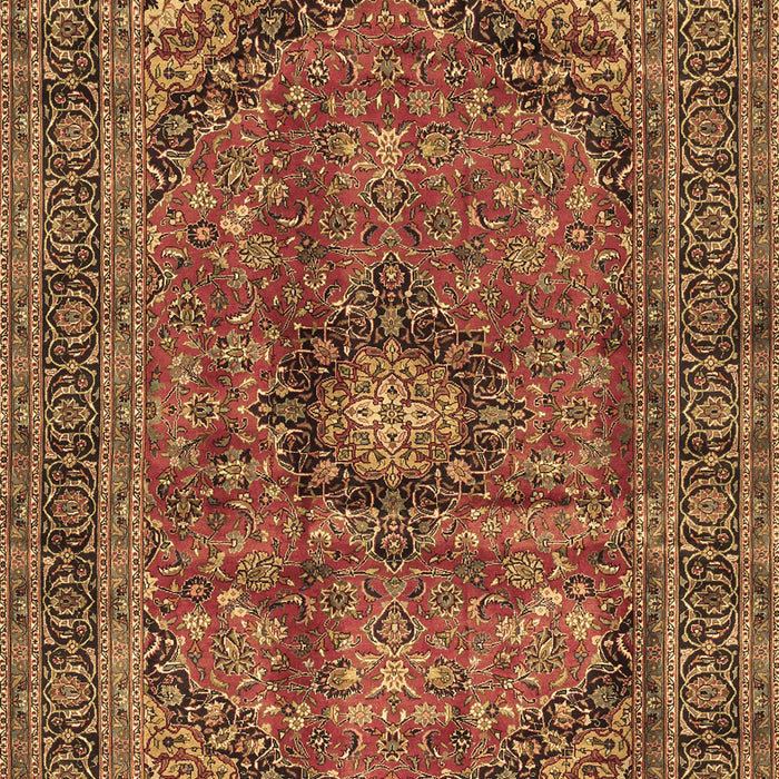 Machine Washable Medallion Brown Traditional Rug, wshtr2601brn