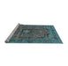 Sideview of Machine Washable Medallion Light Blue Traditional Rug, wshtr2601lblu