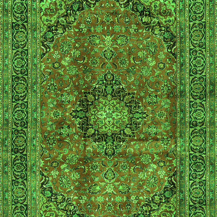 Serging Thickness of Machine Washable Medallion Green Traditional Area Rugs, wshtr2601grn