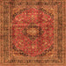 Serging Thickness of Medallion Orange Traditional Rug, tr2601org