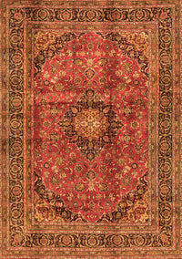 Medallion Orange Traditional Rug, tr2601org