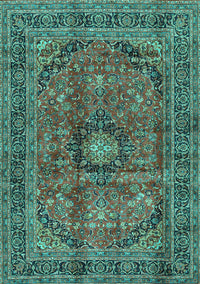 Medallion Turquoise Traditional Rug, tr2601turq