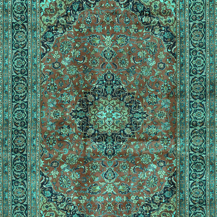 Machine Washable Medallion Turquoise Traditional Area Rugs, wshtr2601turq