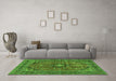 Machine Washable Medallion Green Traditional Area Rugs in a Living Room,, wshtr2601grn