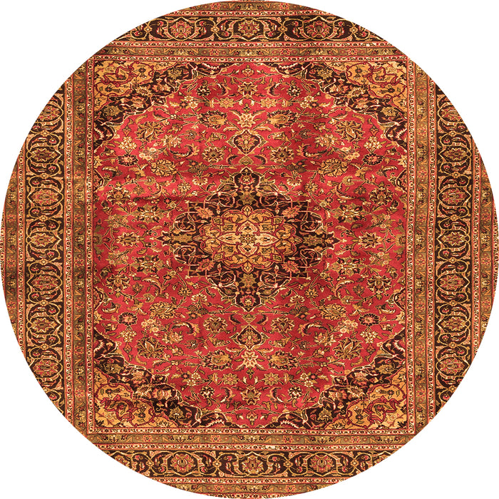 Square Medallion Orange Traditional Rug, tr2601org