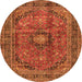 Square Medallion Orange Traditional Rug, tr2601org