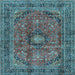 Square Medallion Light Blue Traditional Rug, tr2601lblu