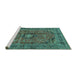 Sideview of Machine Washable Medallion Turquoise Traditional Area Rugs, wshtr2601turq