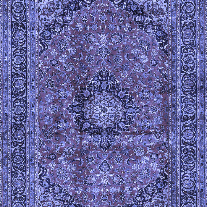 Machine Washable Medallion Blue Traditional Rug, wshtr2601blu