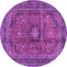 Round Medallion Purple Traditional Rug, tr2601pur