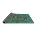 Sideview of Medallion Turquoise Traditional Rug, tr2601turq