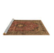 Sideview of Machine Washable Medallion Brown Traditional Rug, wshtr2601brn