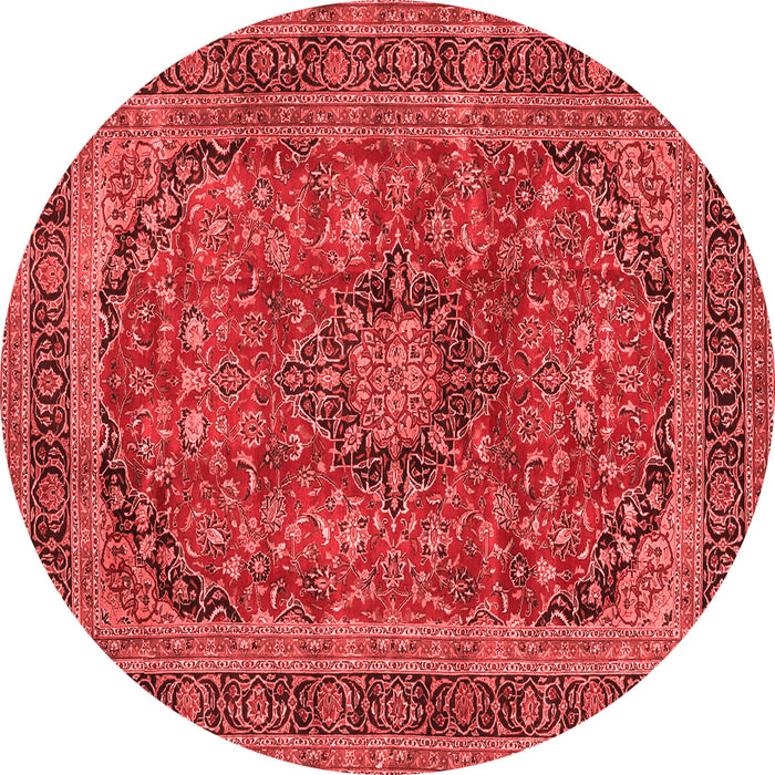Machine Washable Medallion Red Traditional Rug, wshtr2602red