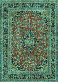 Medallion Turquoise Traditional Rug, tr2602turq