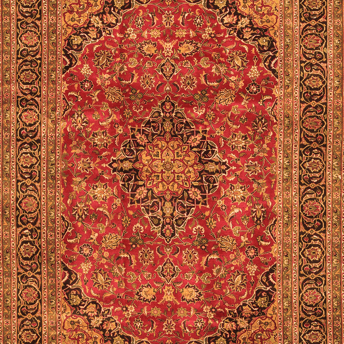 Serging Thickness of Machine Washable Medallion Orange Traditional Area Rugs, wshtr2602org